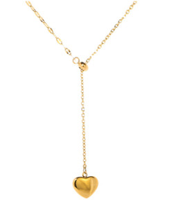 Authentic Woman 18K Gold Plated Heart Charm Necklace Chain Sliding PE44