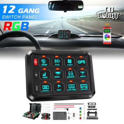 12 Gang RGB Switch Panel bluetooth Remote Control LED ON/OFF For Ford