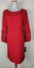 New Karl Lagerfeld Red Crepe Lace Sleeves Sheath Dress sz 10