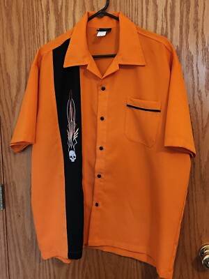 Bowling Concepts Be Retro Clothing Mens Bowling Style Shirt Orange