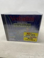 Lot Of 10Sealed Verbatim CD-RW 2x-4x Speed 74 Min 650 MB Rewritable DataLife