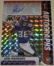 2021 Panini Mosaic Choice Fusion Red & Yellow Prizm Auto #34 Kene Nwangwu RC