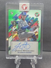 Justin Wrobleski 2025 Topps Pristine Encased Green Pulsar RC Auto /150 Dodgers 
