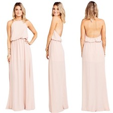 Show Me Your Mumu SMYM Heather halter maxi dress in dusty blush pink NEW SMALL