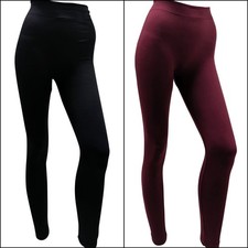 Womens Ladies Fleece Leggings Faux Velvet Stretch Trousers FREE SIZE 10 - 16