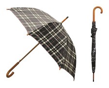 Rainbrella 48129 Black/Red Nylon Canopy Wood Handle Umbrella 46 in.