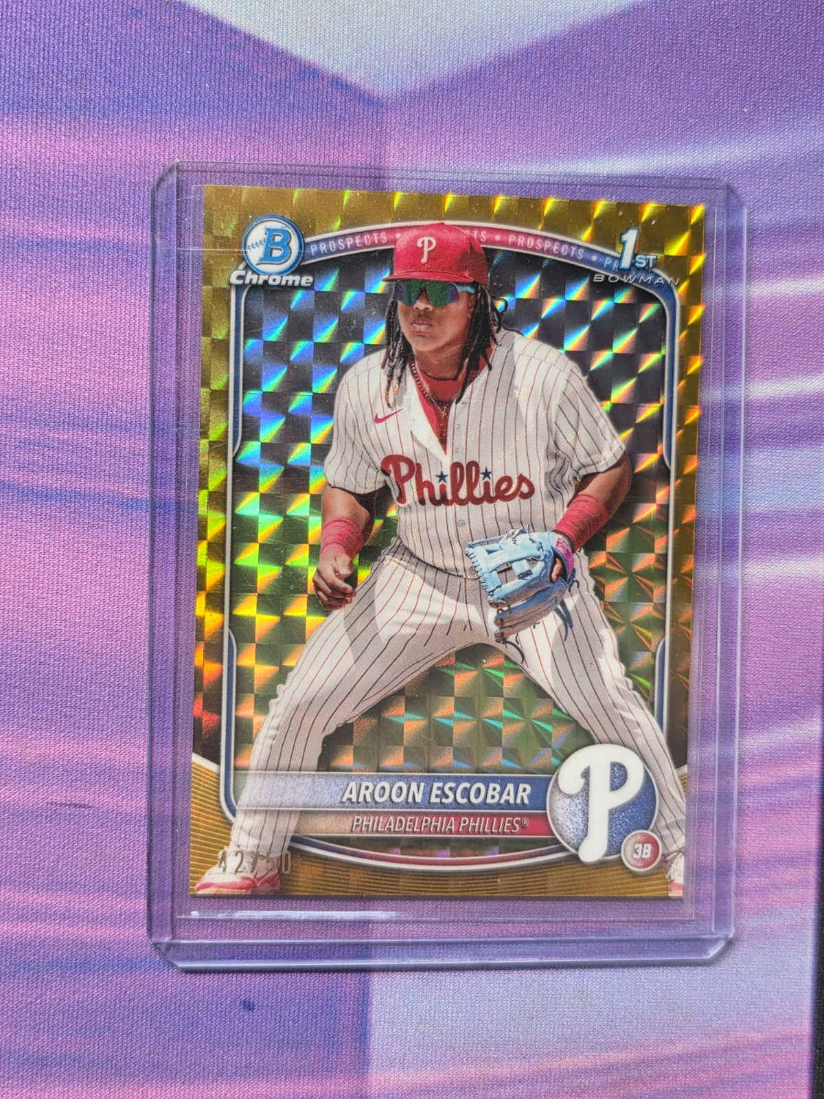 AROON ESCOBAR 2025 1ST BOWMAN CHROME GOLD GEOMETRIC REFRACTOR /50