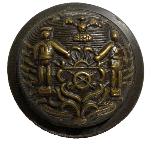 NEW YORK SONS OF CIVIL WAR VETERANS BLACK TINBACK COAT BUTTON 23MM c 1880 VN-23