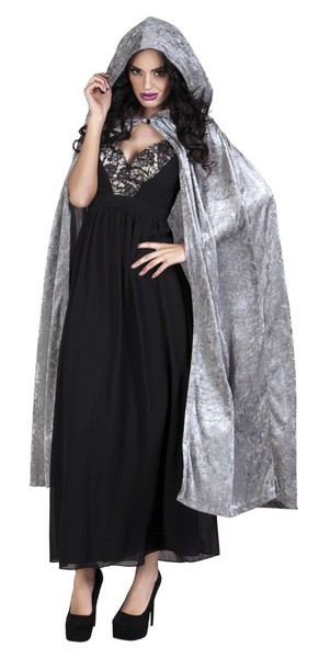 Cape Grau 170Cm Halloween KostüM Damen Herren Fasching Karneval Mit Kapuze Neu-image