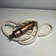 FW Copper Whistle Metropolitan Police Metal London Boy Scouts Stamped Rope Cord