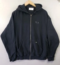 Young LA Black Full Zip Up Gym Exercise Workout Hoodie Size Medium  