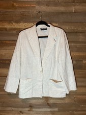 Vintage Sag Harbor Cream Oatmeal Single Button Blazer Women  s Size 10 Petite