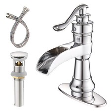 Waterfall Bathroom Sink Faucet Polished Chrome Single Hole - Includes Pop Up