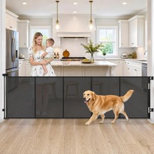 Reinforced 108" Extra Wide Retractable Baby Gates, 9ft Retractable Dog Gate