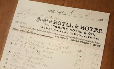 1865 antique ROYAL & ROYER philadelphia pa DRUGGIST RECEIPT to MASTERSON
