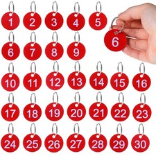 1-30 Plastic Number Tags Round Number Tags with Metal Rings for Home Office