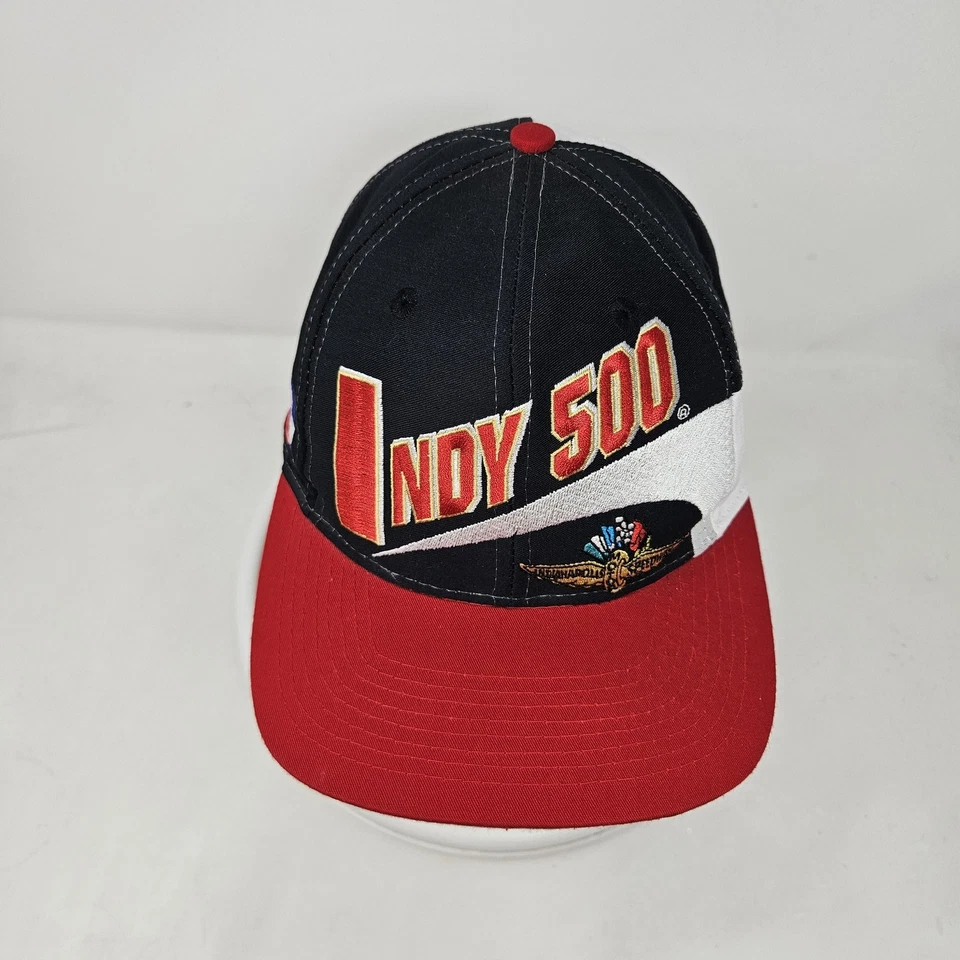 Vintage Indy 500 Hat Cap Snap Back Mens One Size Black Red Logo Athletic 90s - Image 2 of 4