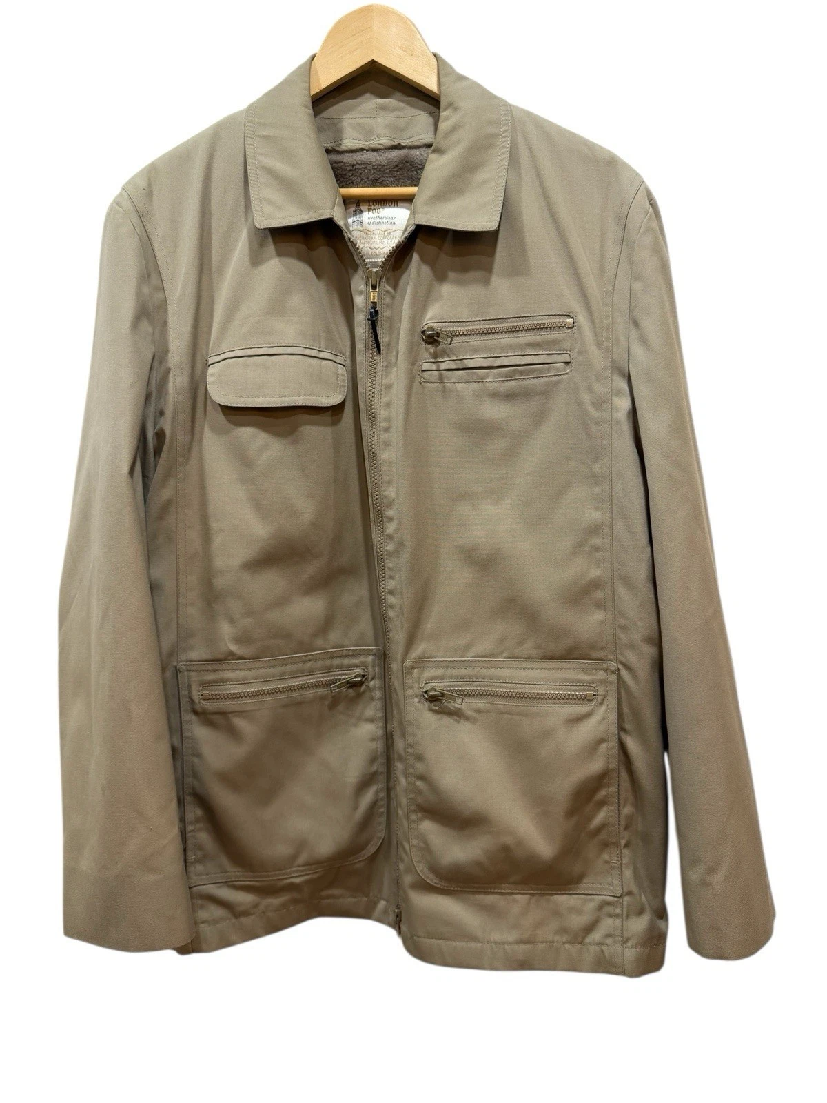 London Fog Jacket Mens 40 Reg Zip Out Lining 5 Pocket Zip Close Water Resistant