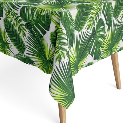 Tischdecke beschichtete Baumwolle ARECA Dschungel Monstera eckig rund oval