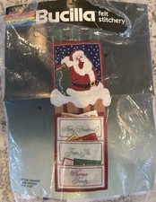 BUCILLA BEJEWELED CHRISTMAS CARD HOLDER "Up The Chimney" KIT 82332 NIB VTG HTF