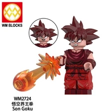 2 inch Custom Dragon Ball Z  Kaioken Goku Minifigure with Base, New/Mint