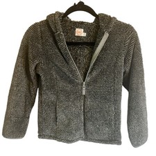 Wonder Nation Gray Fuzzy Zip Up Jacket Kids Size M 7 8 Sherpa Style Soft Coat