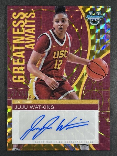 Juju Watkins #GAA-JW 2024 Bowman Best University Greatness Awaits Autograph card