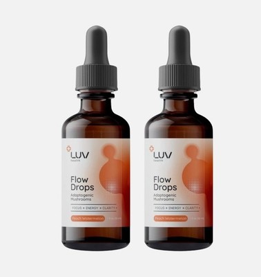 2 ( PACK ) LUV Health Flow Drops - Flow Adaptogen Mushroom Blend Drops [ USA ]