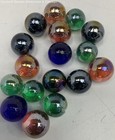Vintage Iridescent Rainbow Medium Glass Marbles Lot of 17 — photo 1