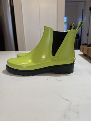 Polo Sport Women s Lime Green Chelsea Rain Booties    Size 6
