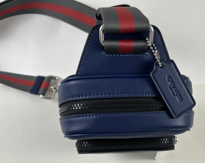 NEW COACH Crossbody RACER Sling Pack 100% Leather Blue Varsity