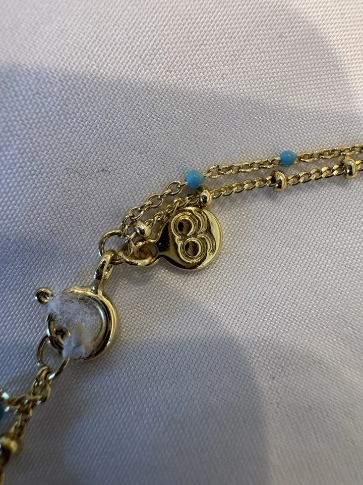 Collar Gorjana Capri Doble Capa Dorado Y Turquesa Foto 3 de 4