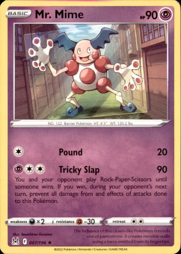 Pokemon Mr. Mime 67/196 Lost Origin Non-Holo 5 Card Lot