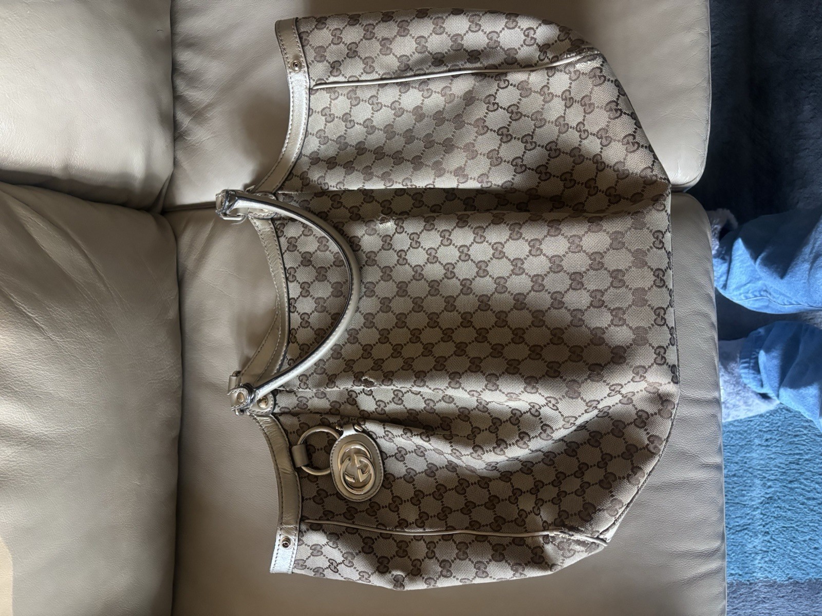 Gucci Sukey GG Satchel/Top Handle Bag Medium Light Brown Canvas image 9