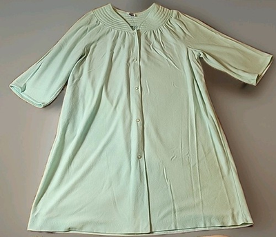 #ad Vintage Nite Mates Blue Pearl Snap House Coat Robe Gown Smock Pockets $26.24