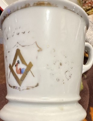 Masonic Ceramic Mug with Gold Trim, Square & Compasses, MW A Insignia