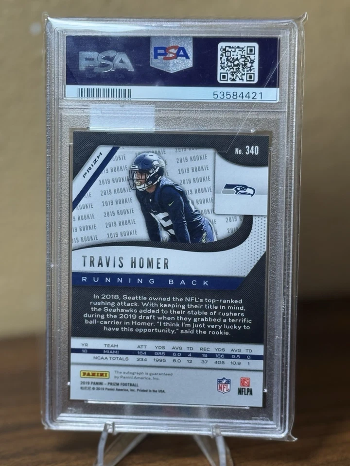 2019 Panini Prizm Travis Homer Rookie RC Auto Autograph Card Neon Green Pulsar - Image 2 of 2