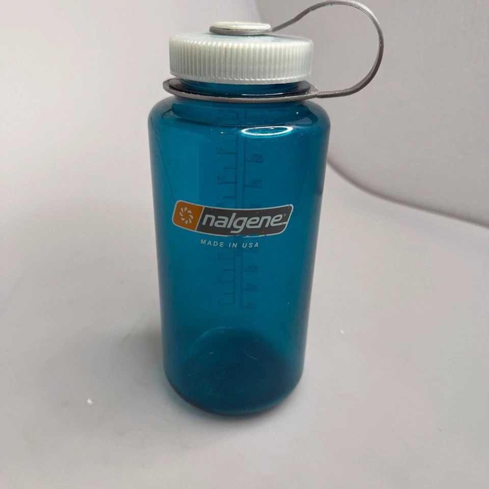 Botella de agua de boca ancha azul Nalgene 32 oz hecha en EE. UU. sin tapa gris gimnasio Foto 2 de 4