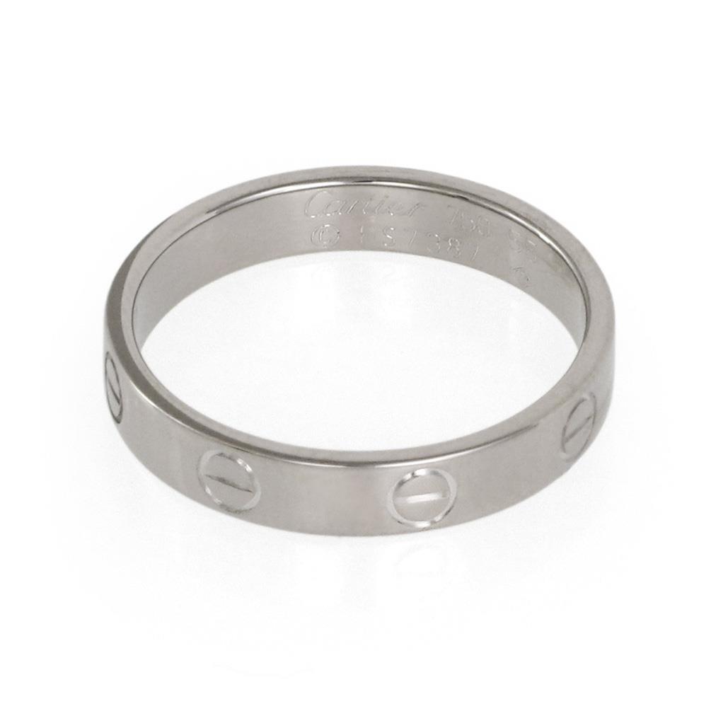 Cartier Mini Love 18k White Gold 3.5mm Wide Band Ring Size 55-US