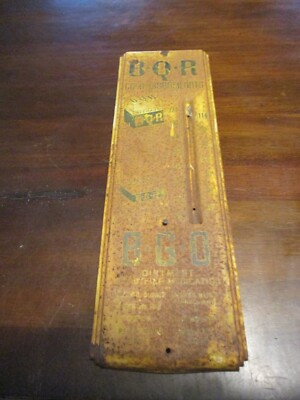 B.Q.R. COLD DISCOMRORTS BEEMAN'S ADVERTISING ROACHED THERMOMETER 16''
