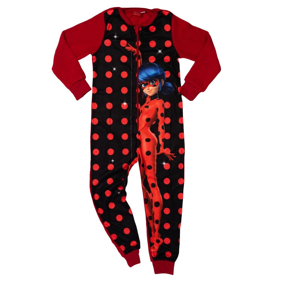 Miraculous Ladybug JUMPSUIT Hausanzug 110/116 Overall Kinder Mädchen rot schwarz