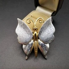 Best Butterfly Insect Motif Gold Silver Tone Vintage Brooch Art Deco Showa Retro