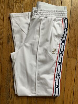 Champion Women Pants White Logo tape old school street wear Sz