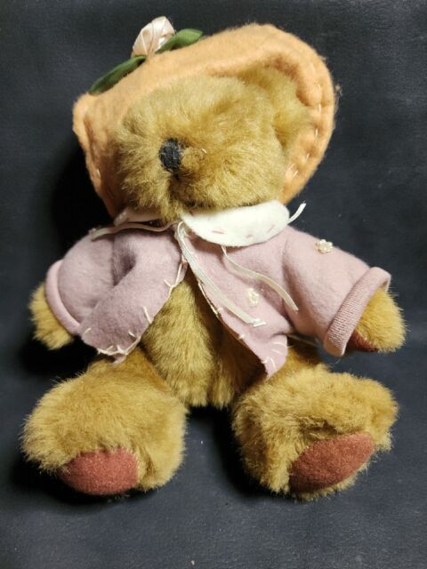 Victorian Lady Bear Felt Hat Roses Boiled Wool Jacket Pearls Ribbon Jointed Soft