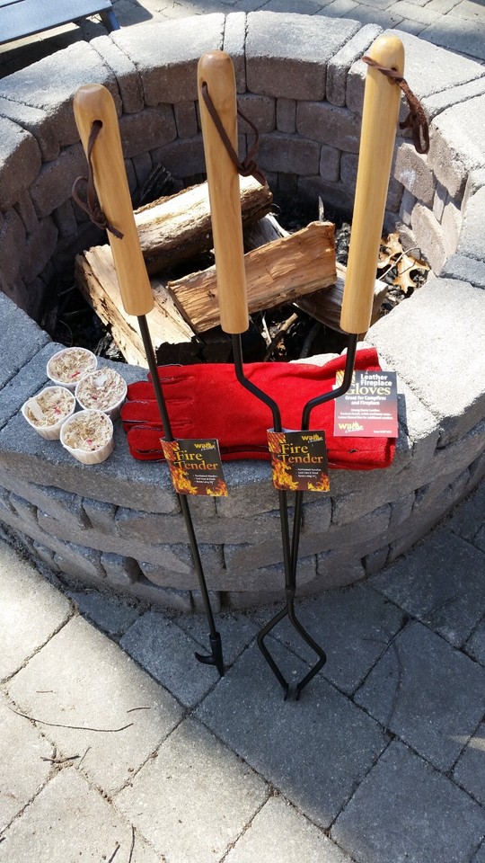 Fire Pit Tool Kit Campfire Fireplace Gift Set–Tongs Poker Gloves and ...