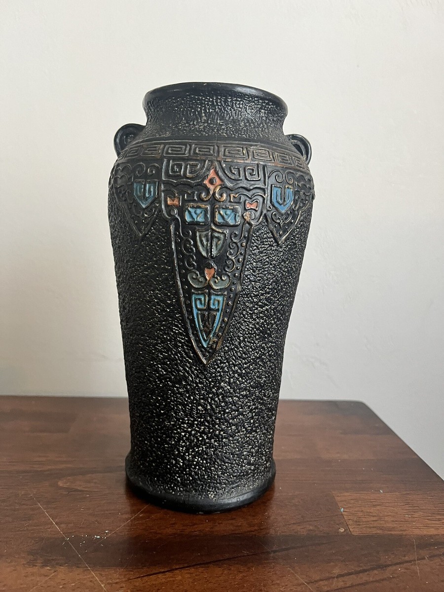 Vintage 1920s Tokanabe Black Textured Art Pottery Vase Japanese | eBay