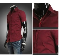 Mens Clothes Dress Shirts Summer Short Sleeves Casual Korean Slim Fit Shirts Top