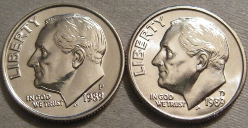 SELLING AS SHOWN - 1989 P & 1989 D UNCIRCULATED ROOSEVELT DIME * 2 DIMES ** 093