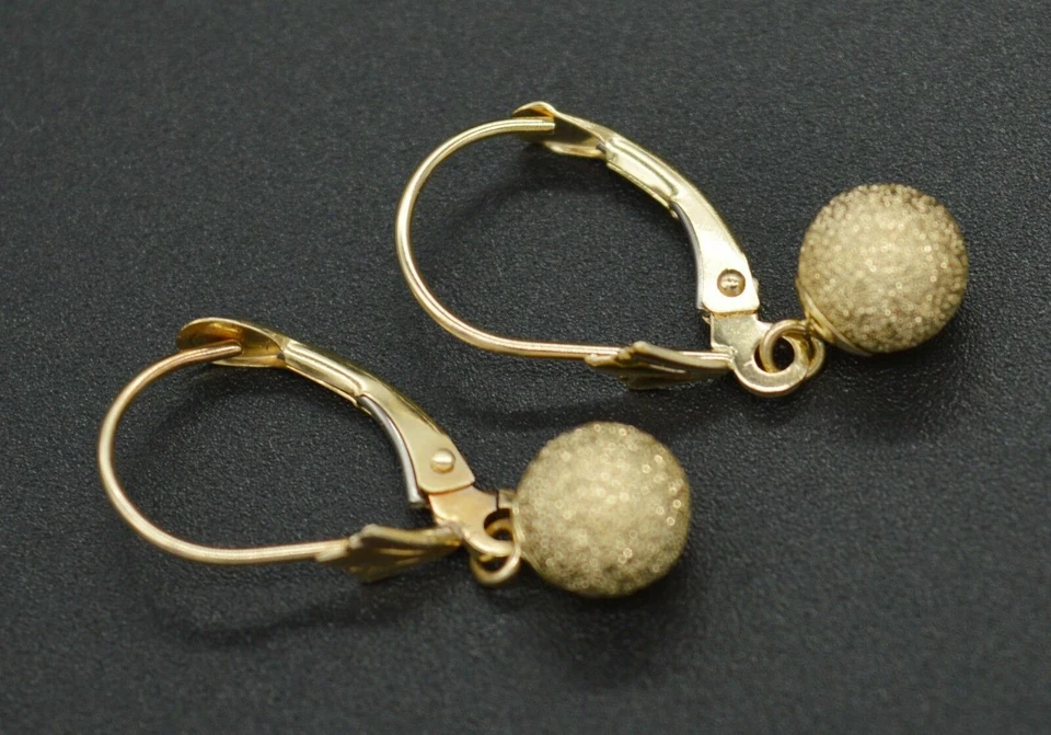 Oro amarillo sólido 14k sobre palanca caída trasera/colgante 2,20 gr. Pendientes Joyería Regalo Foto 3 de 3