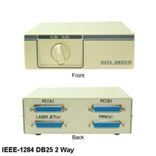 Kentek 2Way IEEE1284 DB25 Manual Data Transfer Switch Box Bidirectional Parallel